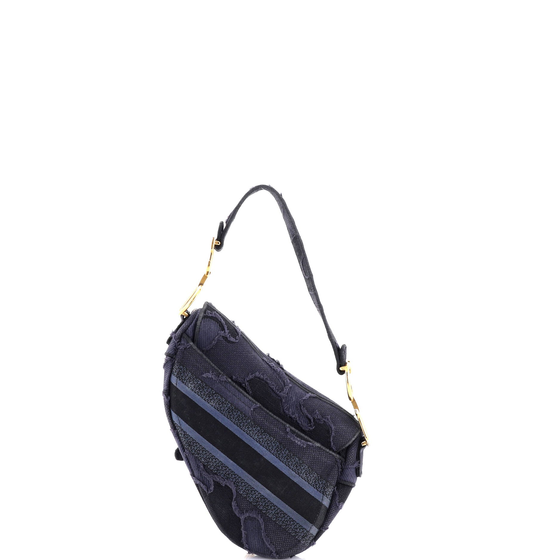 Saddle Handbag Camouflage Embroidered Canvas Medium