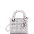 Lady Dior Bag Crystal Embellished Cannage Quilt Satin Mini