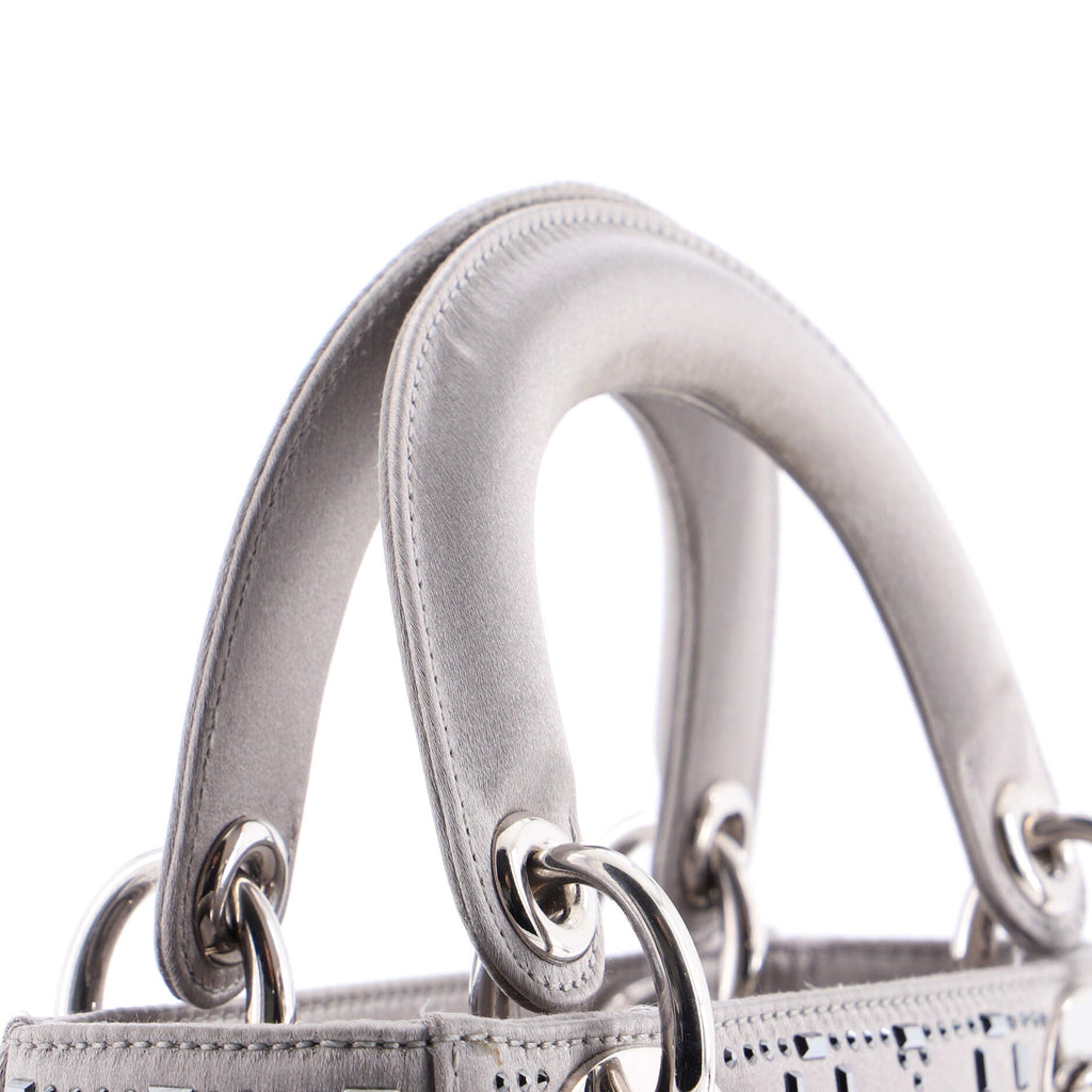 Lady Dior Bag Crystal Embellished Cannage Quilt Satin Mini