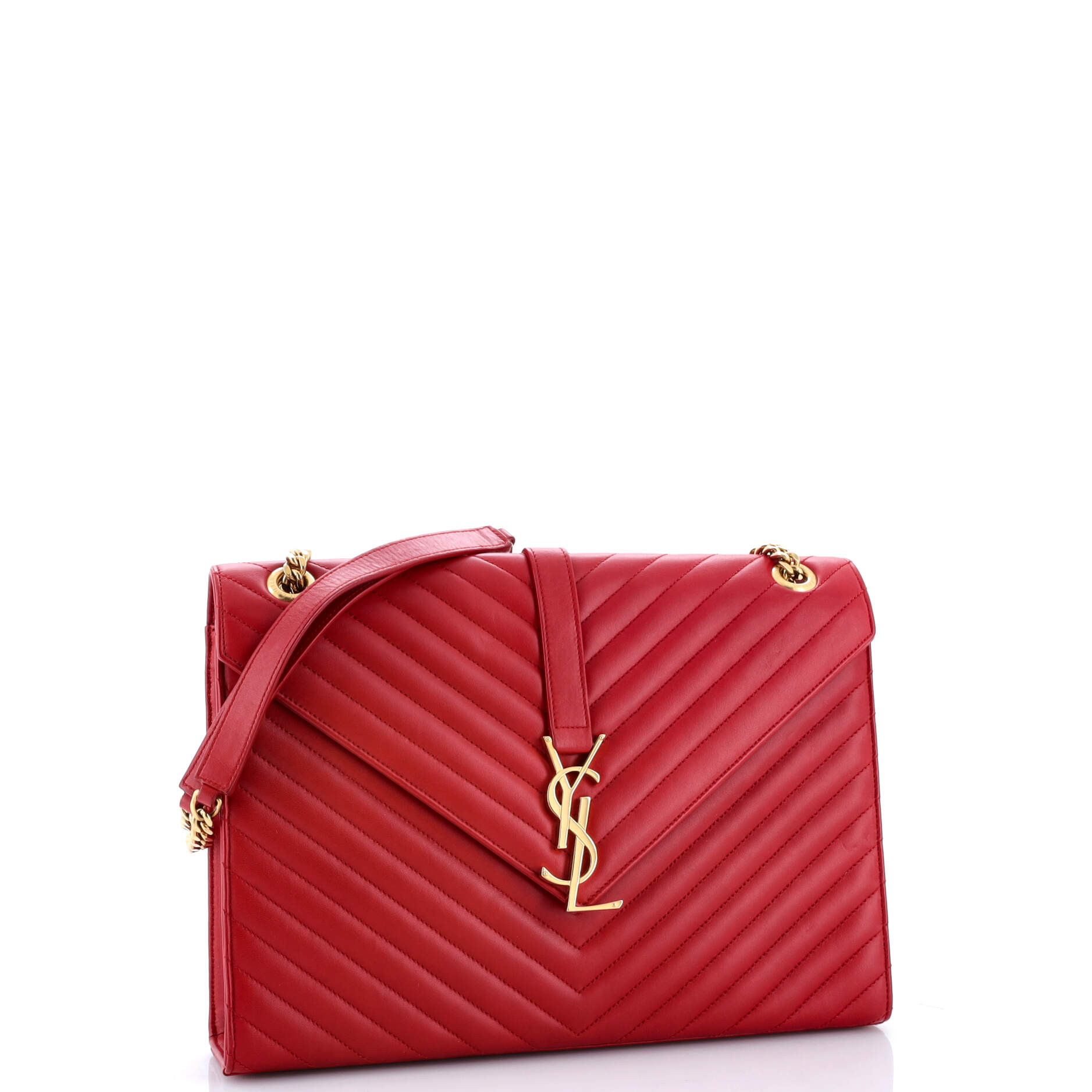 Classic Monogram Envelope Satchel Matelasse Chevron Leather Large