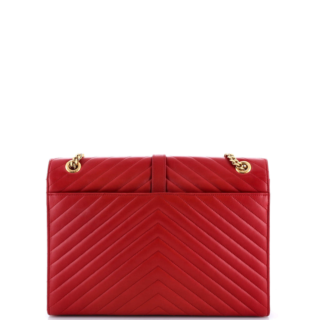 Classic Monogram Envelope Satchel Matelasse Chevron Leather Large
