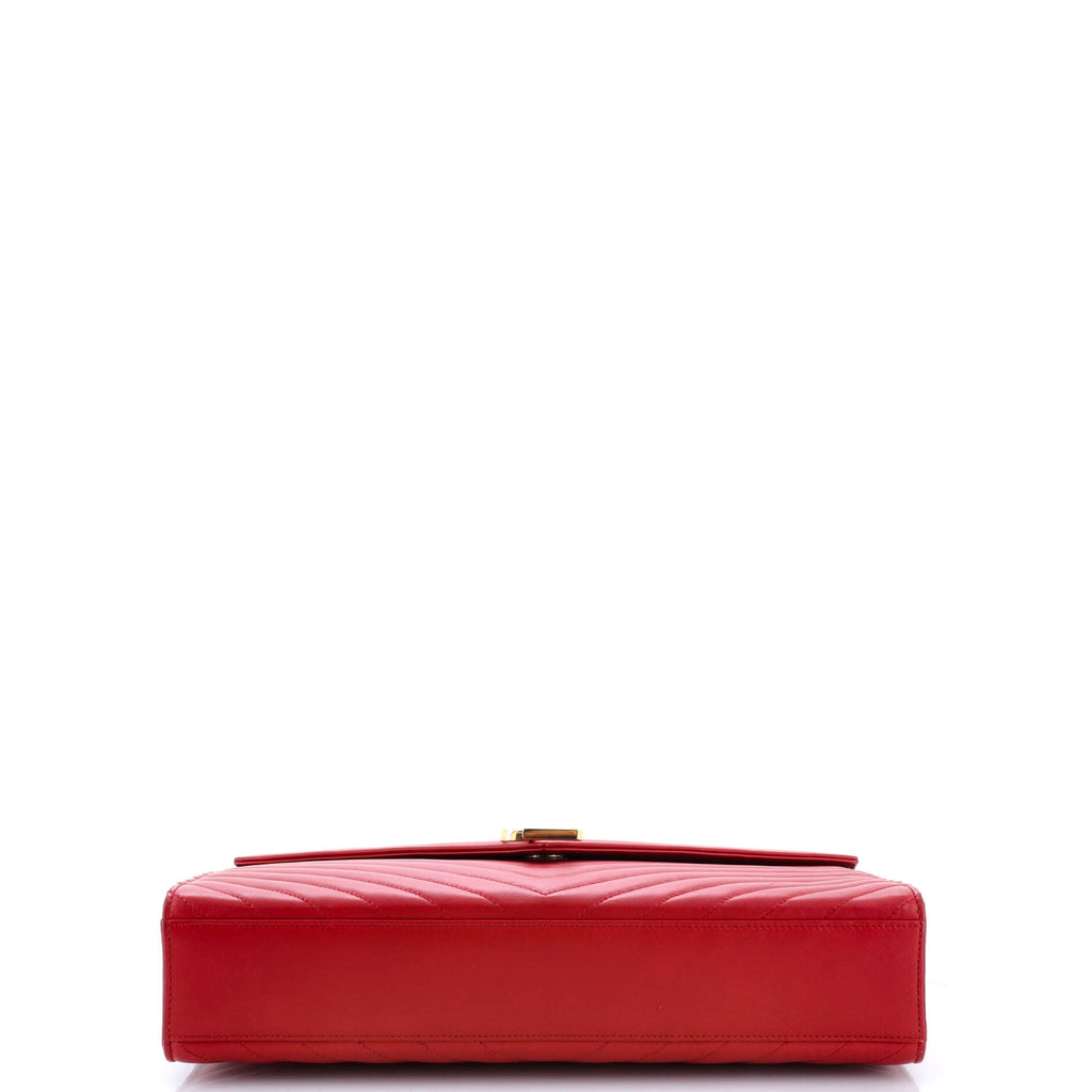Classic Monogram Envelope Satchel Matelasse Chevron Leather Large
