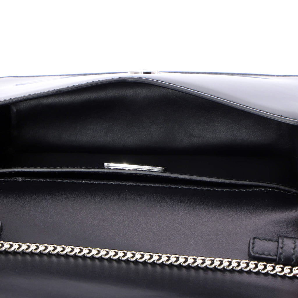 Maxi Triangle Logo Chain Flap Bag Brushed Leather Small