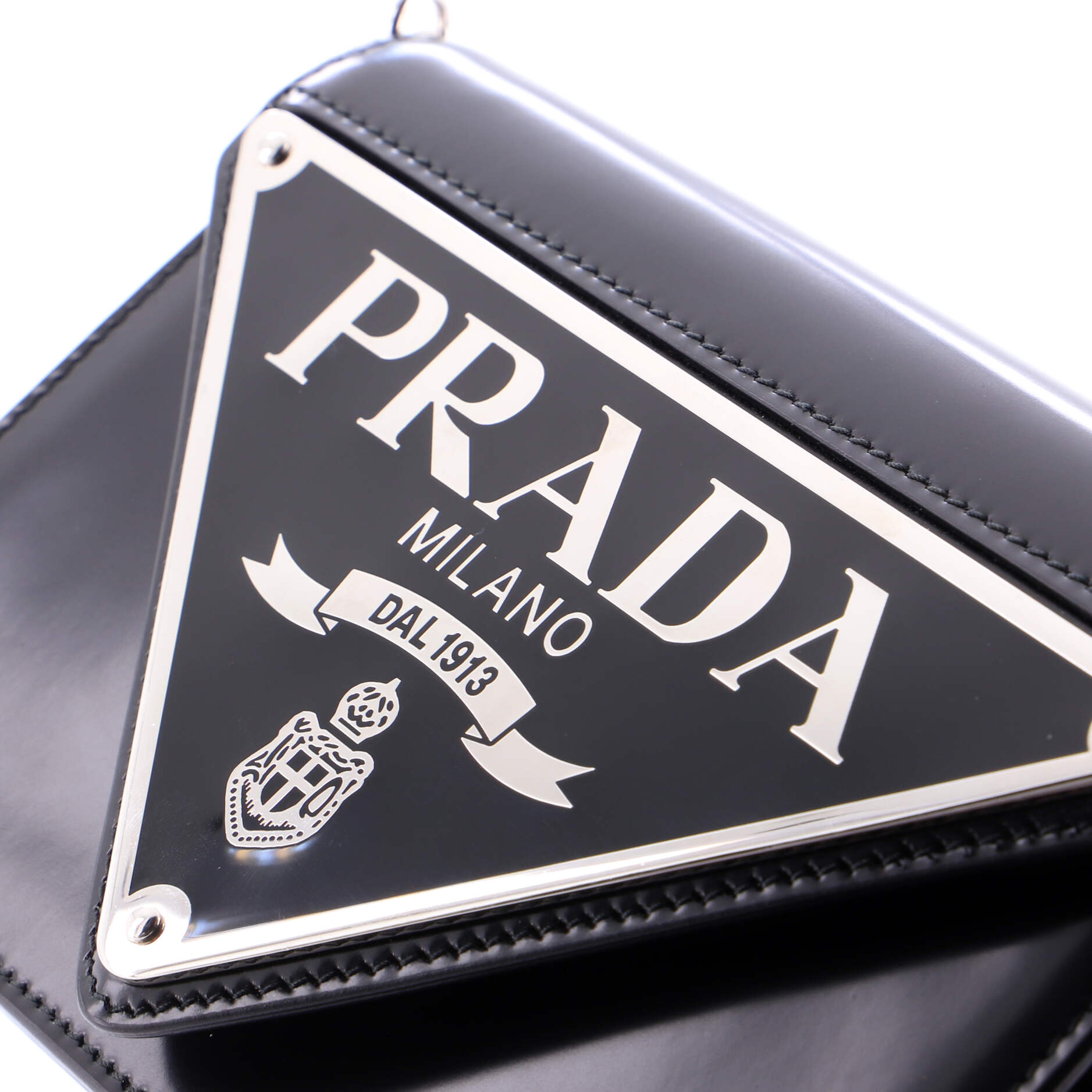 Maxi Triangle Logo Chain Flap Bag Brushed Leather Small