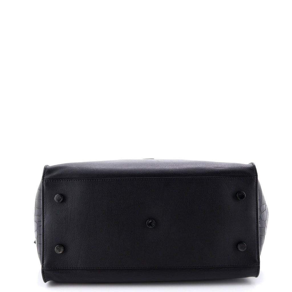 Monogram Cabas Downtown Leather with Crocodile Embossed Leather Small