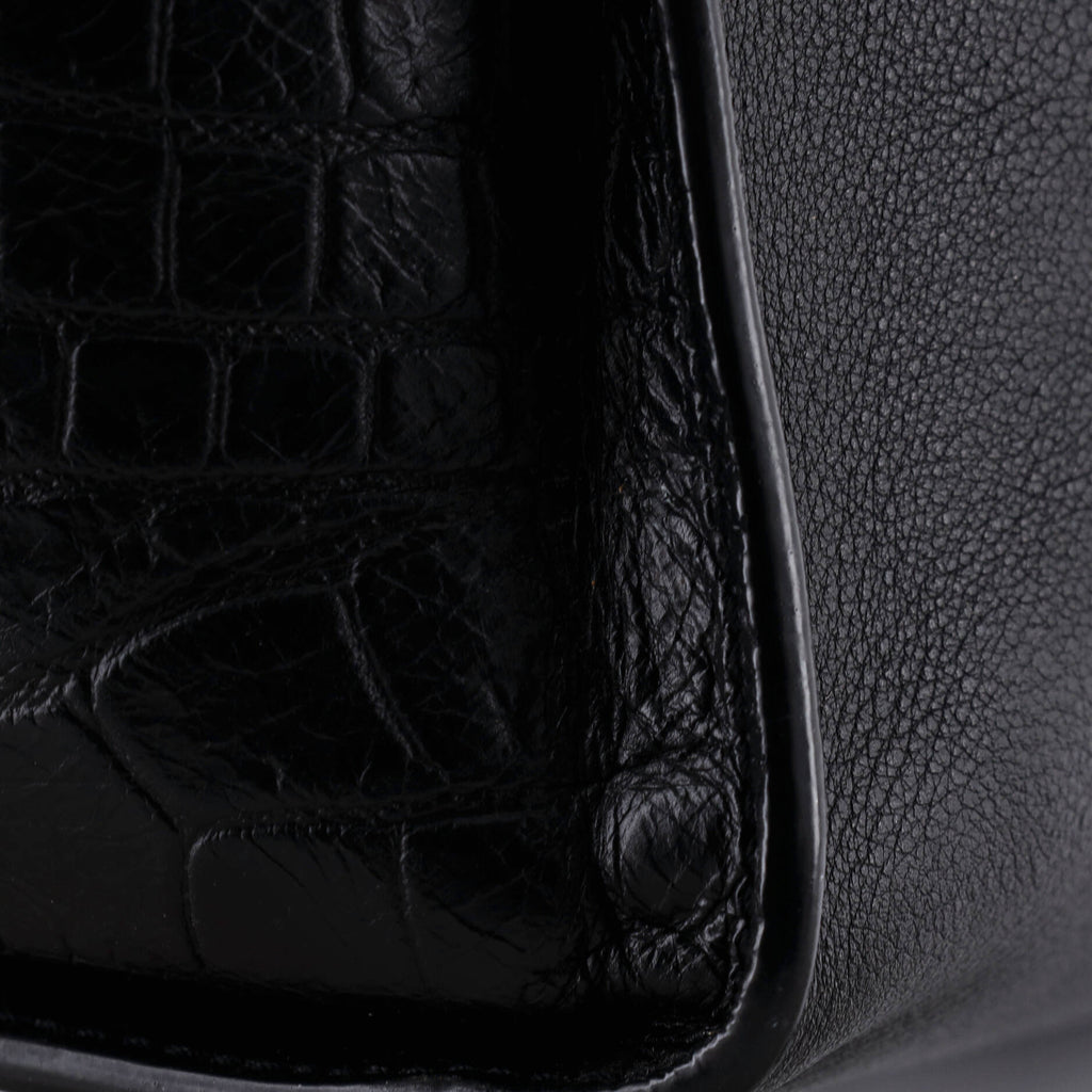 Monogram Cabas Downtown Leather with Crocodile Embossed Leather Small