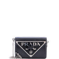 Maxi Triangle Logo Chain Flap Bag Brushed Leather Small