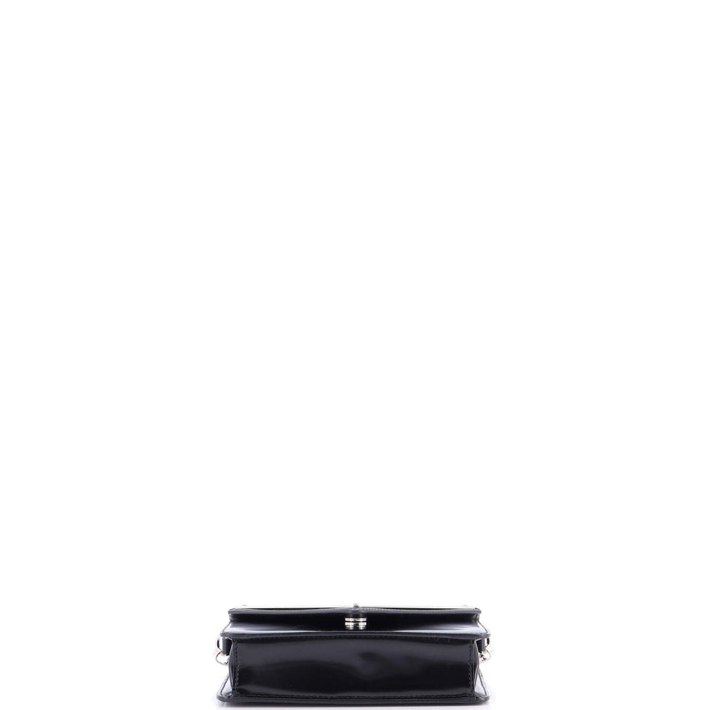 Maxi Triangle Logo Chain Flap Bag Brushed Leather Small