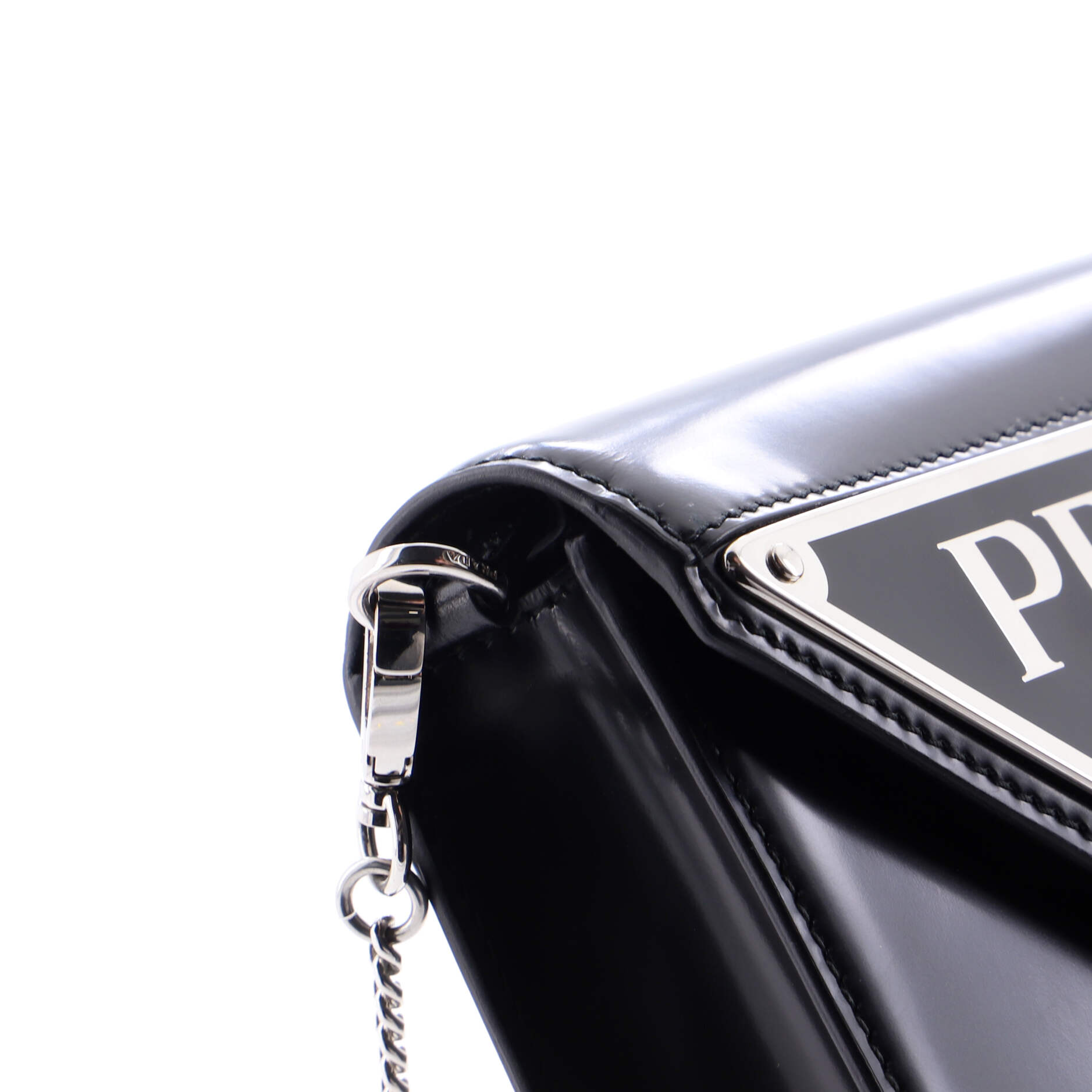 Maxi Triangle Logo Chain Flap Bag Brushed Leather Small