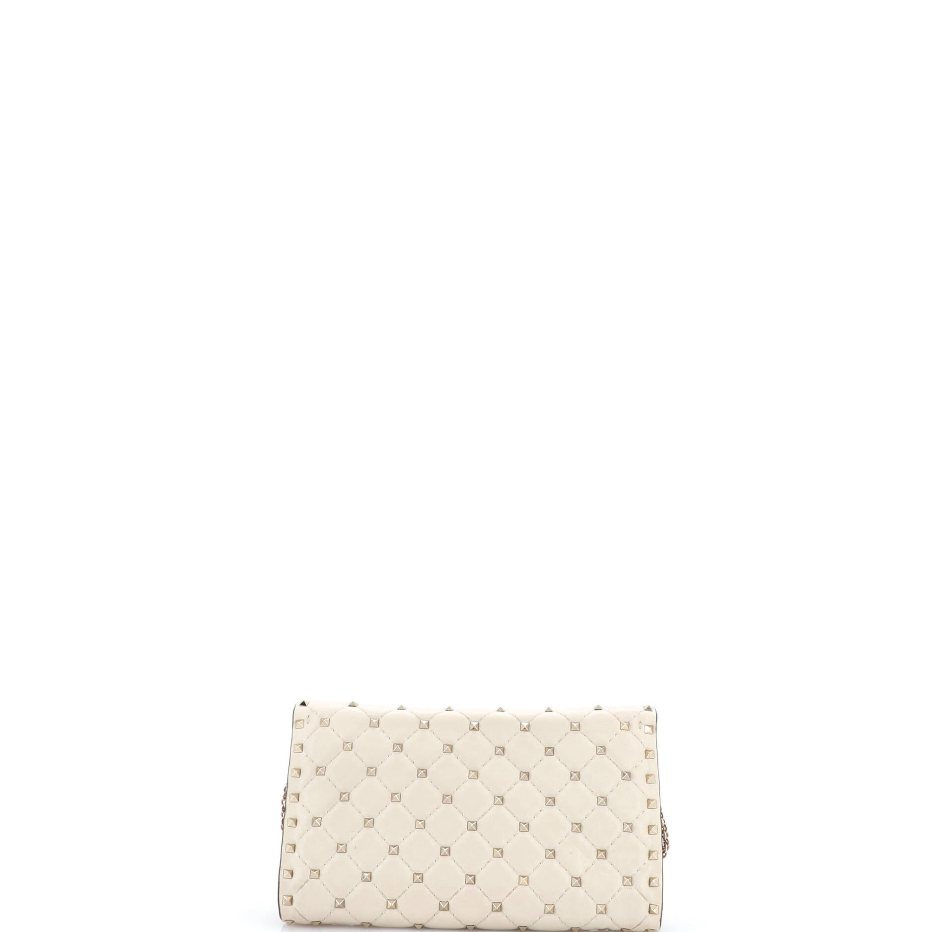 Rockstud Spike Wallet on Chain Quilted Leather Small