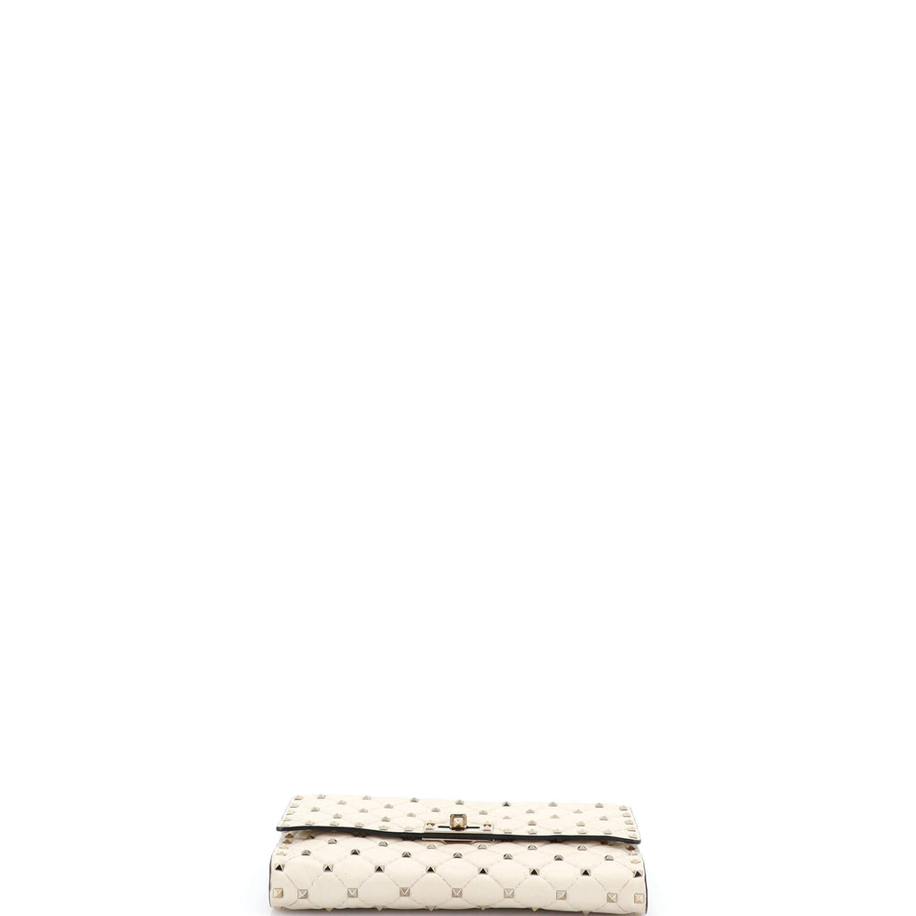 Rockstud Spike Wallet on Chain Quilted Leather Small