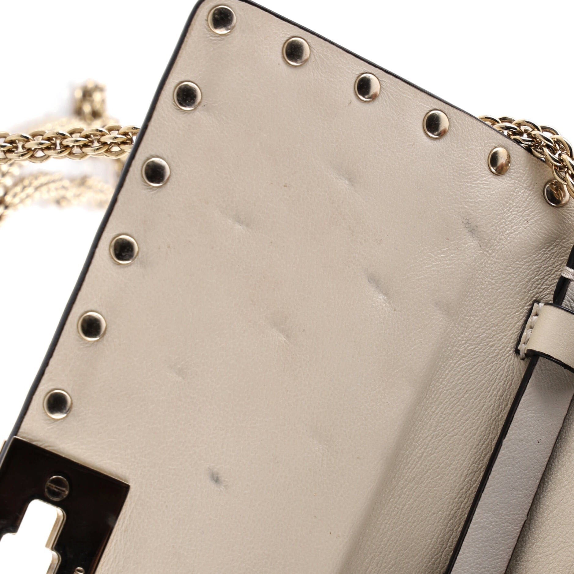 Rockstud Spike Wallet on Chain Quilted Leather Small