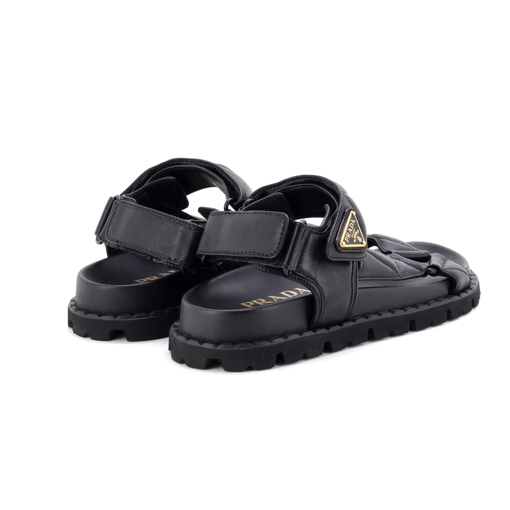 Women's Sporty Fussbett Sandals Quilted Leather