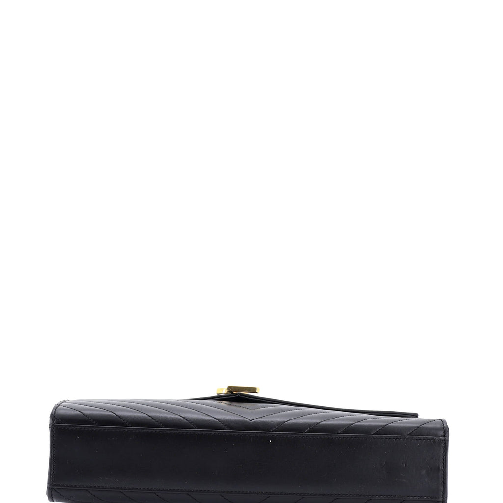 Classic Monogram Envelope Satchel Matelasse Chevron Leather Large