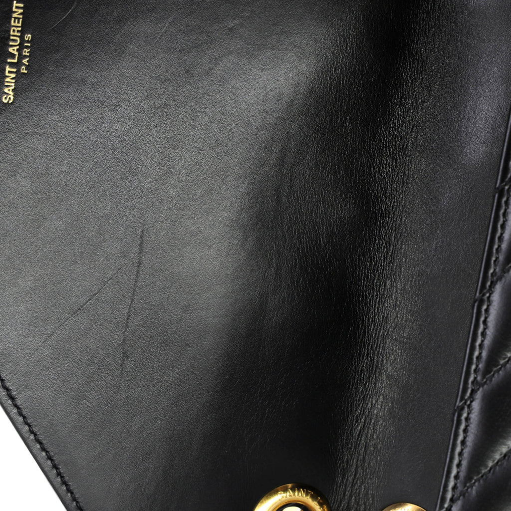 Classic Monogram Envelope Satchel Matelasse Chevron Leather Large