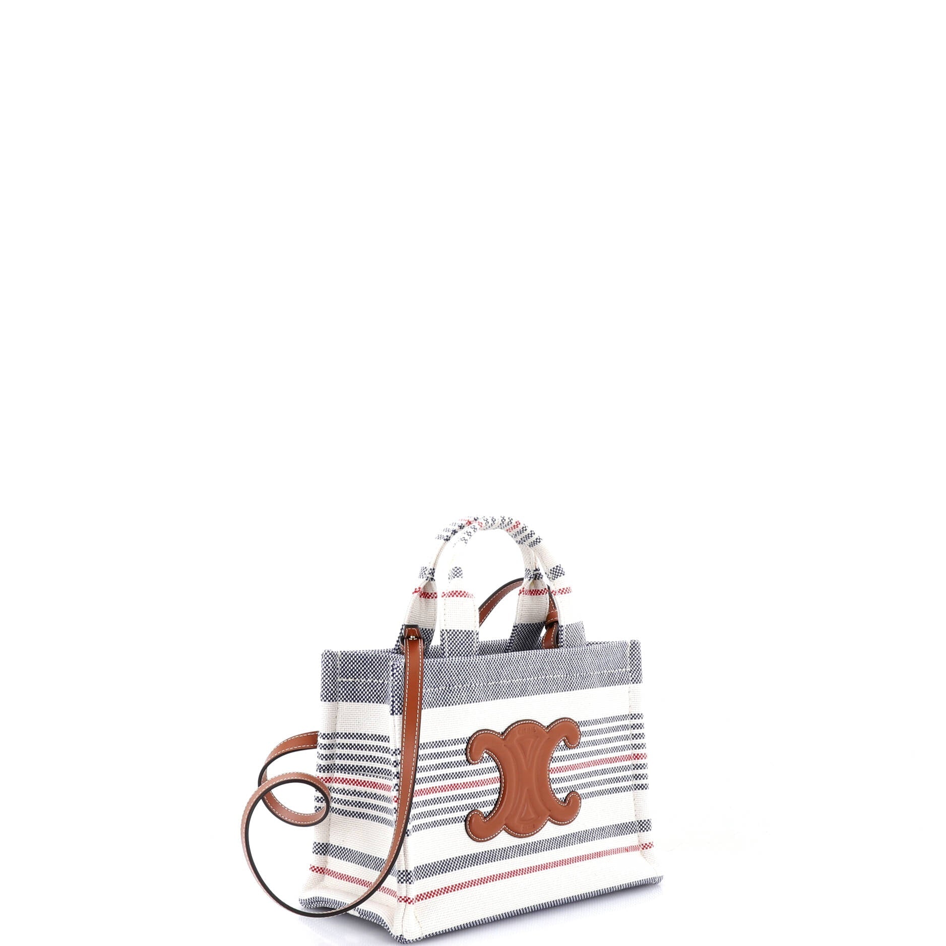 Cabas Thais Tote Triomphe Striped Canvas Small