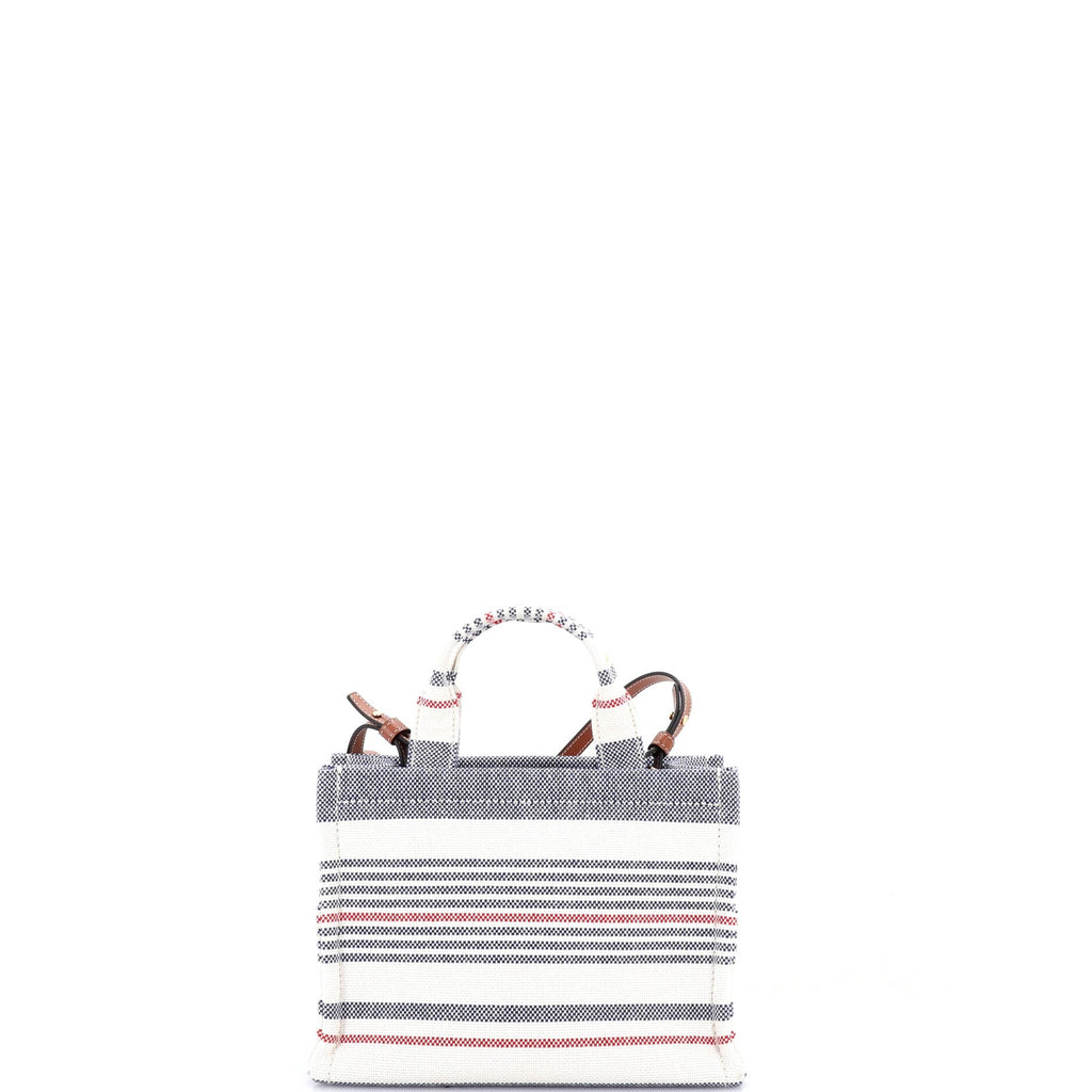 Cabas Thais Tote Triomphe Striped Canvas Small