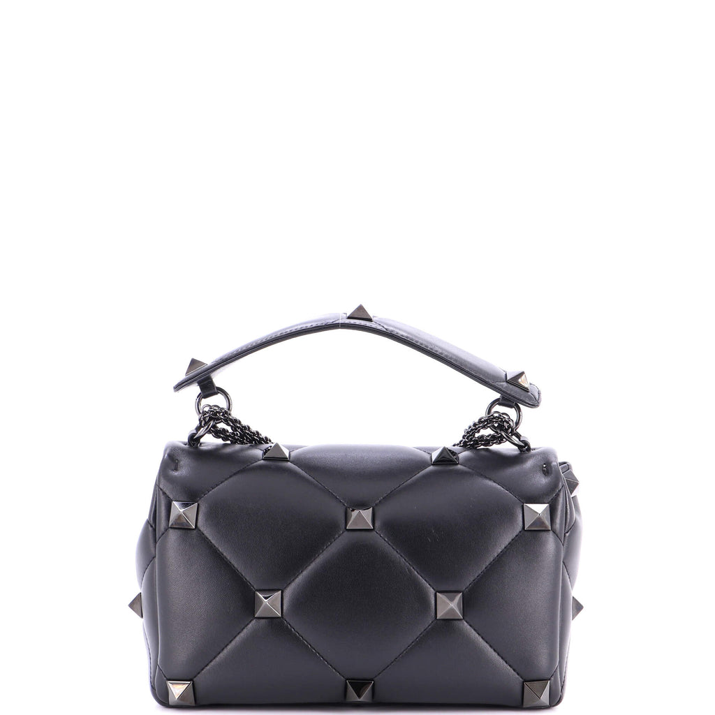 Roman Stud Flap Bag Quilted Leather Large