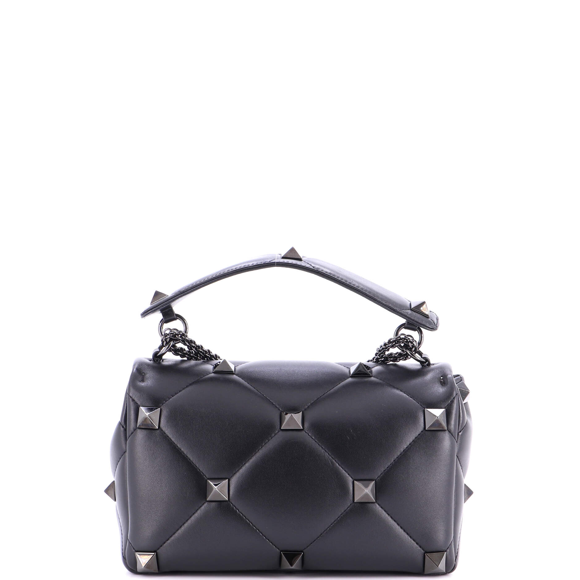 Roman Stud Flap Bag Quilted Leather Large