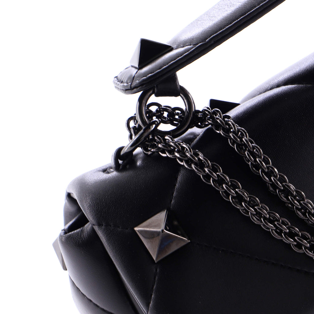 Roman Stud Flap Bag Quilted Leather Large