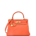 Kelly Handbag Feu Togo with Gold Hardware 28