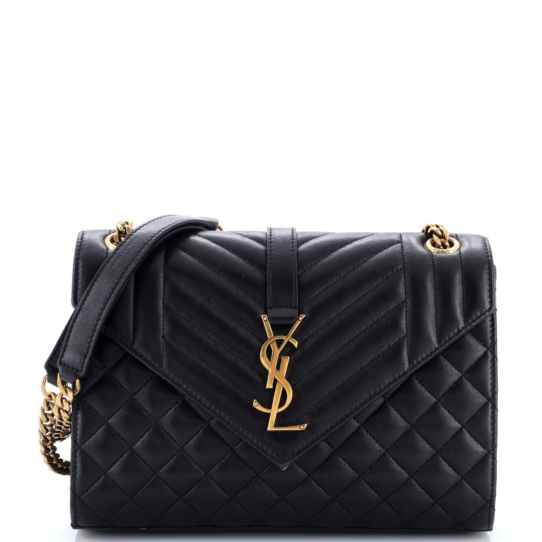 Classic Monogram Envelope Satchel Mixed Matelasse Leather Medium
