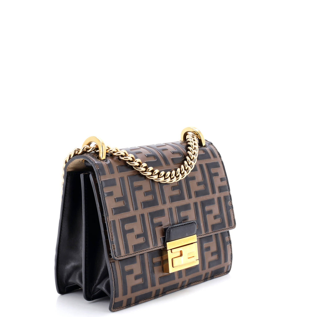 Kan U Shoulder Bag Zucca Embossed Leather Small