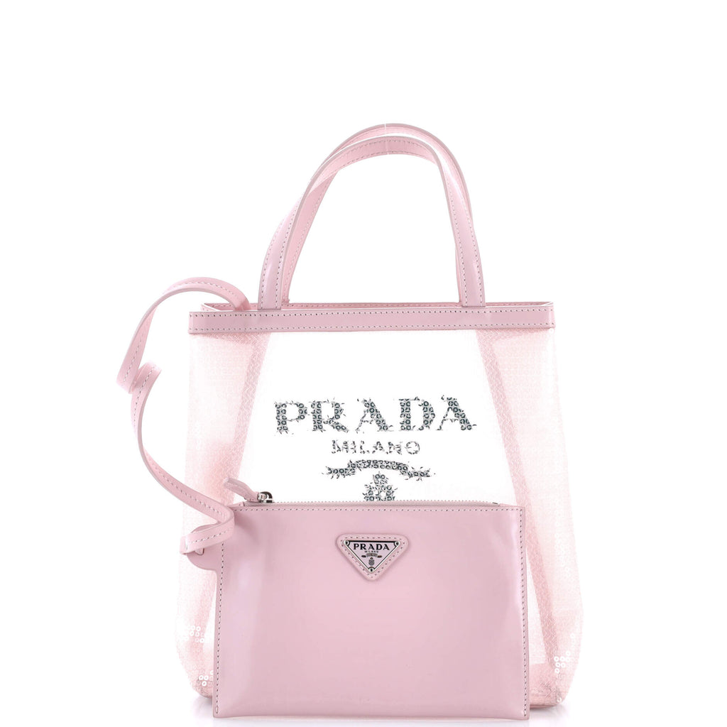 Logo Open Tote Sequined Mesh Small