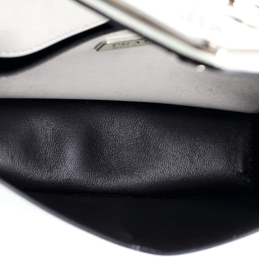 Maxi Triangle Logo Chain Flap Bag Brushed Leather Small