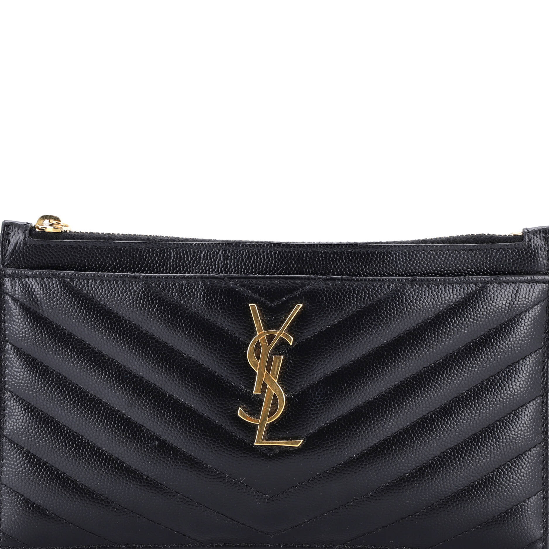 Classic Monogram Zip Bill Pouch Matelasse Chevron Leather Medium