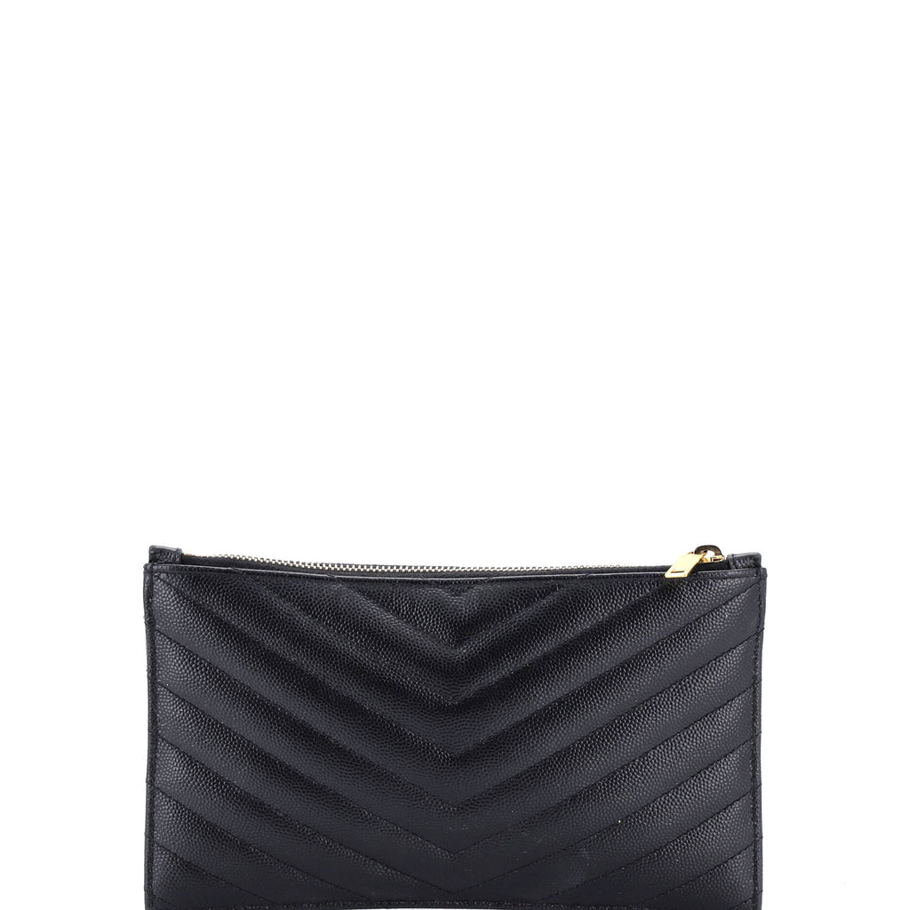 Classic Monogram Zip Bill Pouch Matelasse Chevron Leather Medium