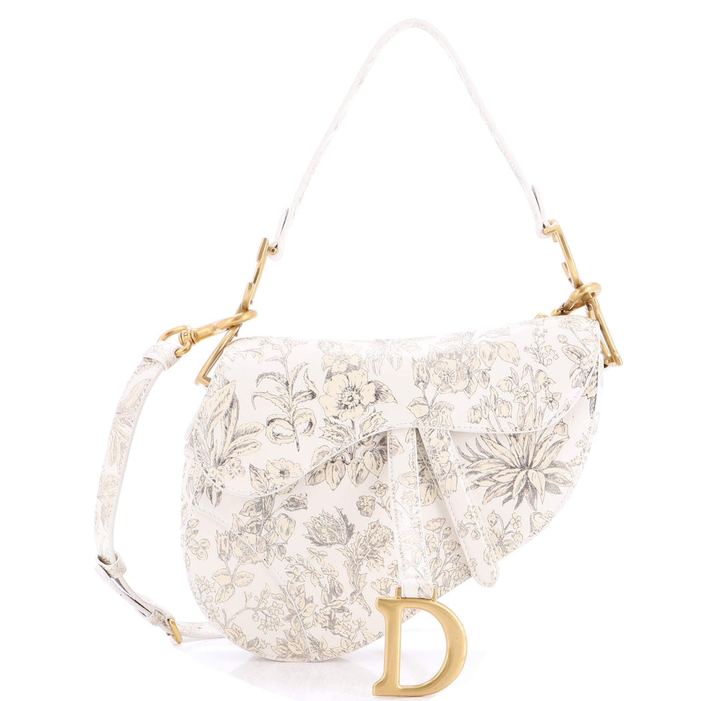 Saddle Handbag with Strap Printed Leather Medium
