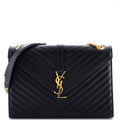 Classic Monogram Envelope Satchel Matelasse Chevron Leather Large