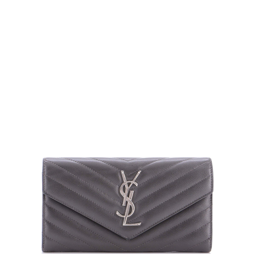 Classic Monogram Flap Wallet Matelasse Chevron Leather Large