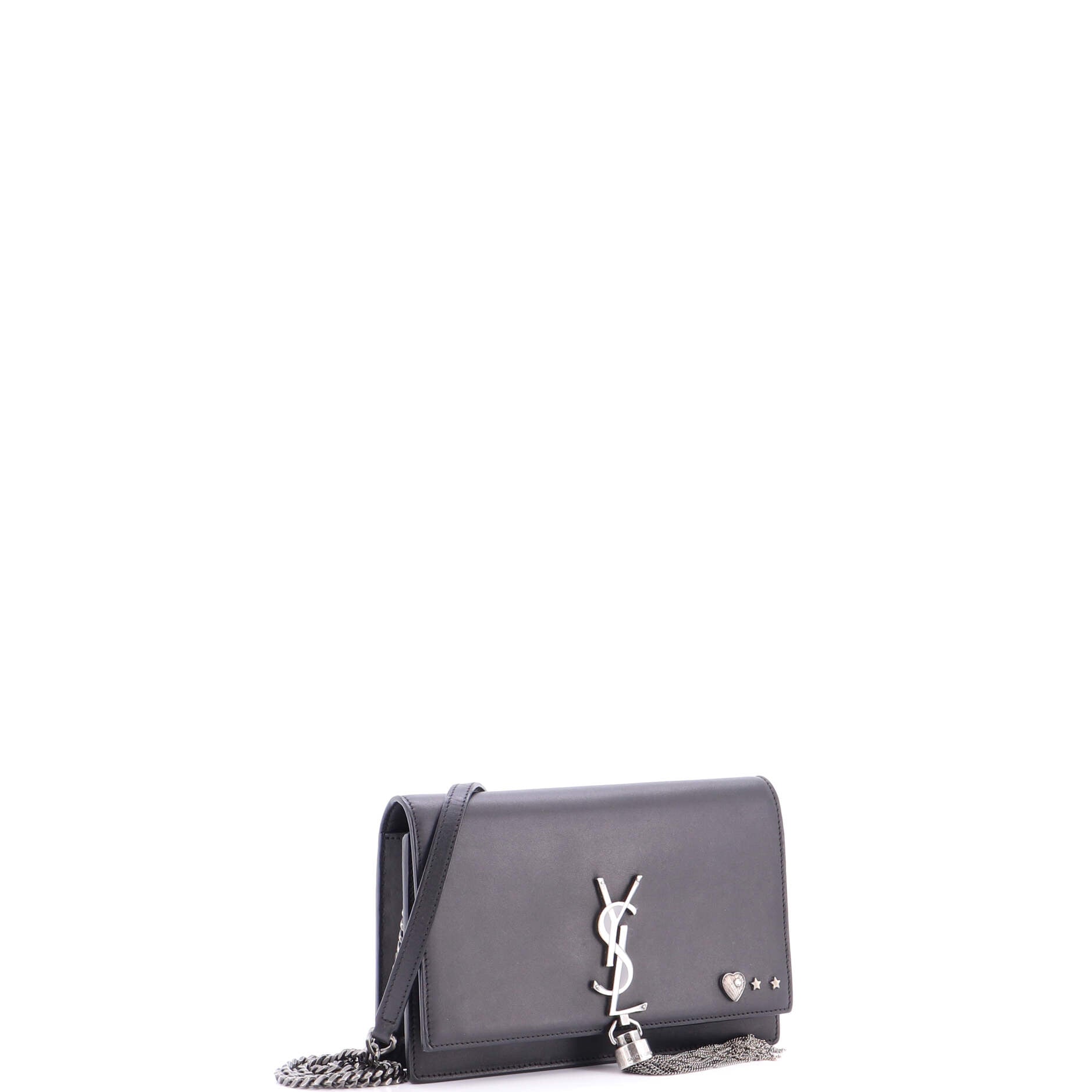Classic Monogram Tassel Chain Wallet Embellished Leather Small