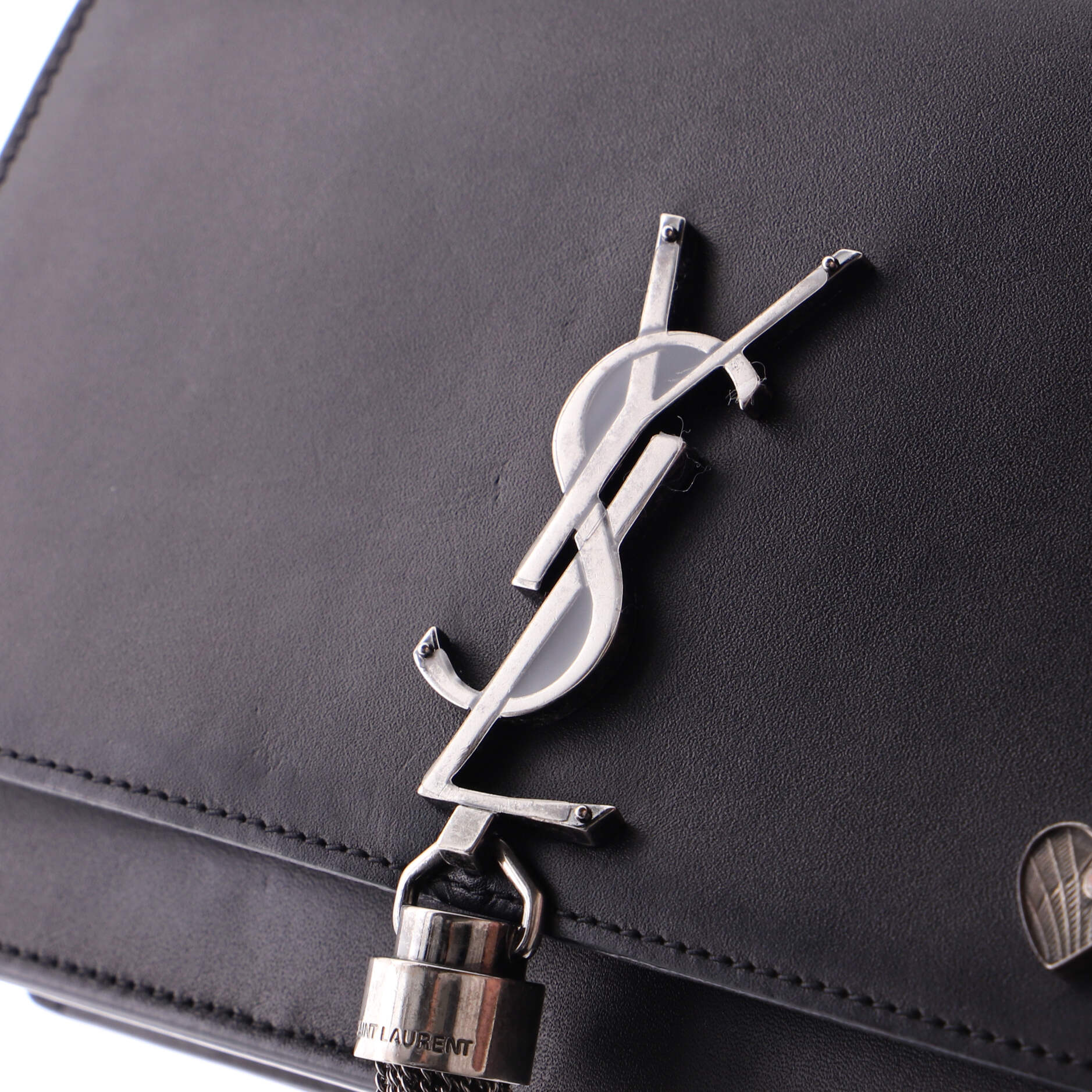 Classic Monogram Tassel Chain Wallet Embellished Leather Small