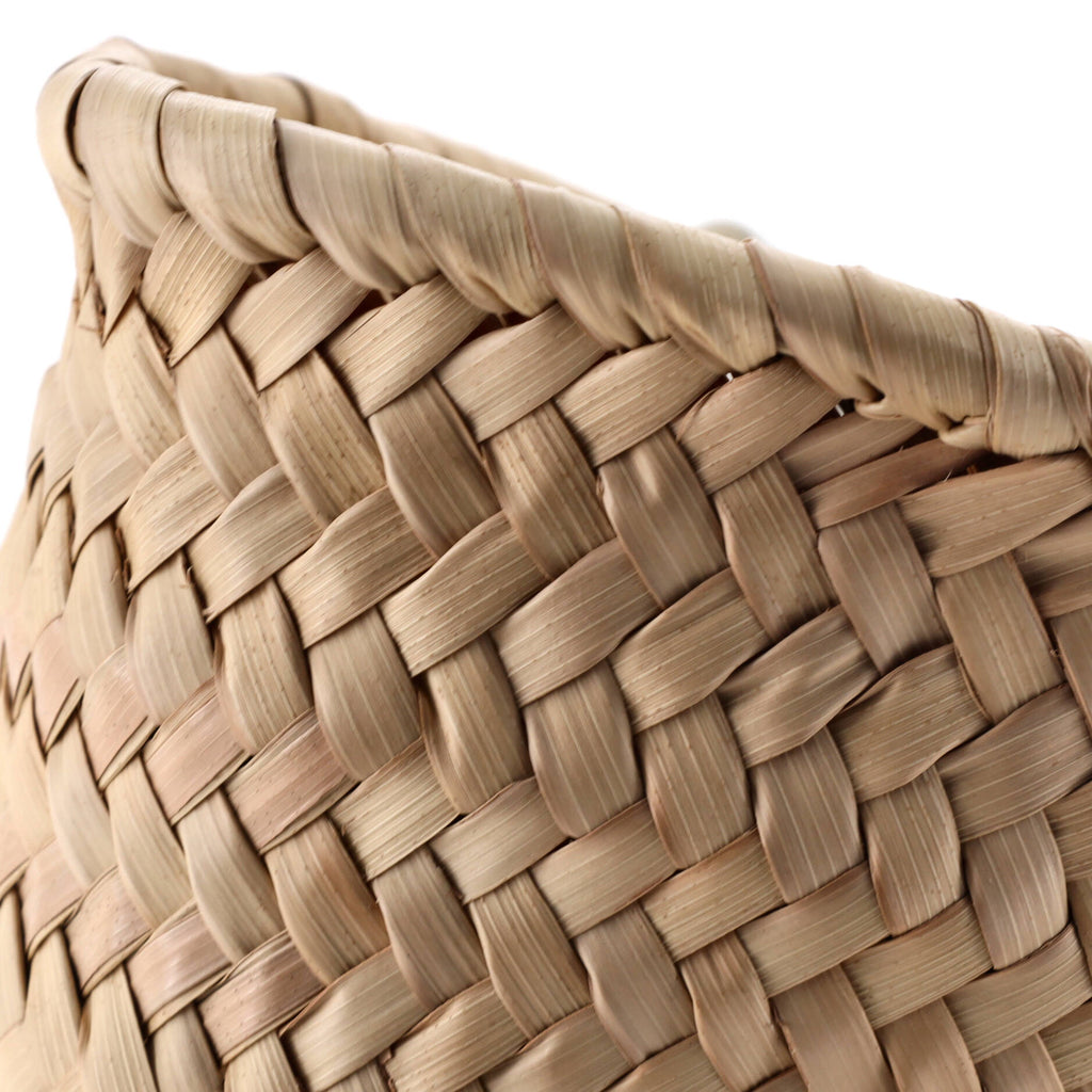 Triomphe Basket Shoulder Bag Raffia with Leather Teen