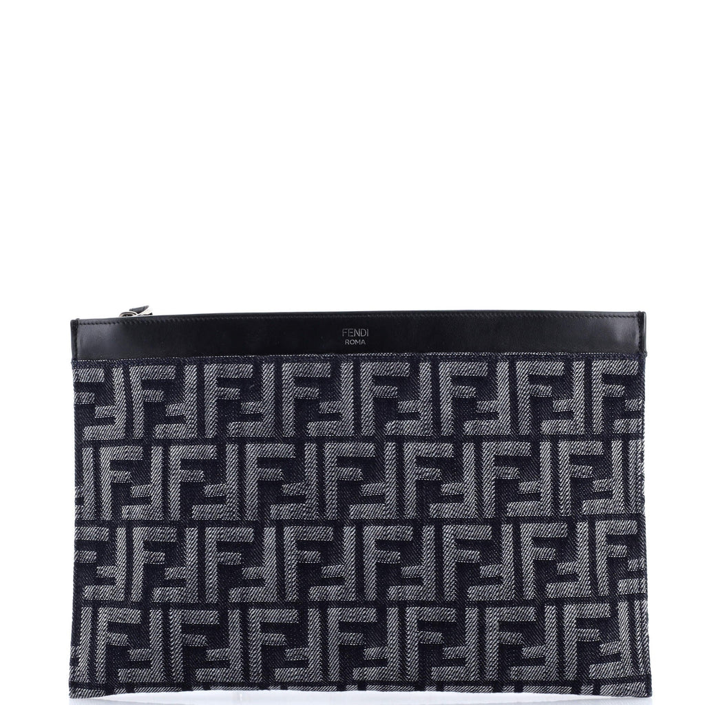 Flat Zip Wristlet Pouch Zucca Denim Medium