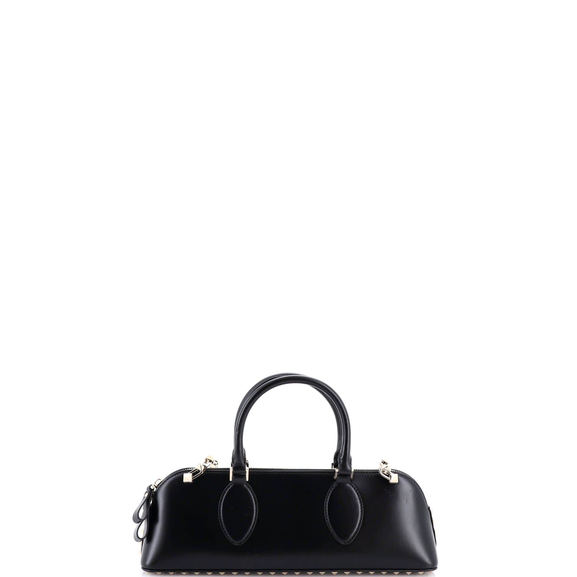 Rockstud Zip Up Top Handle Bag Leather East West