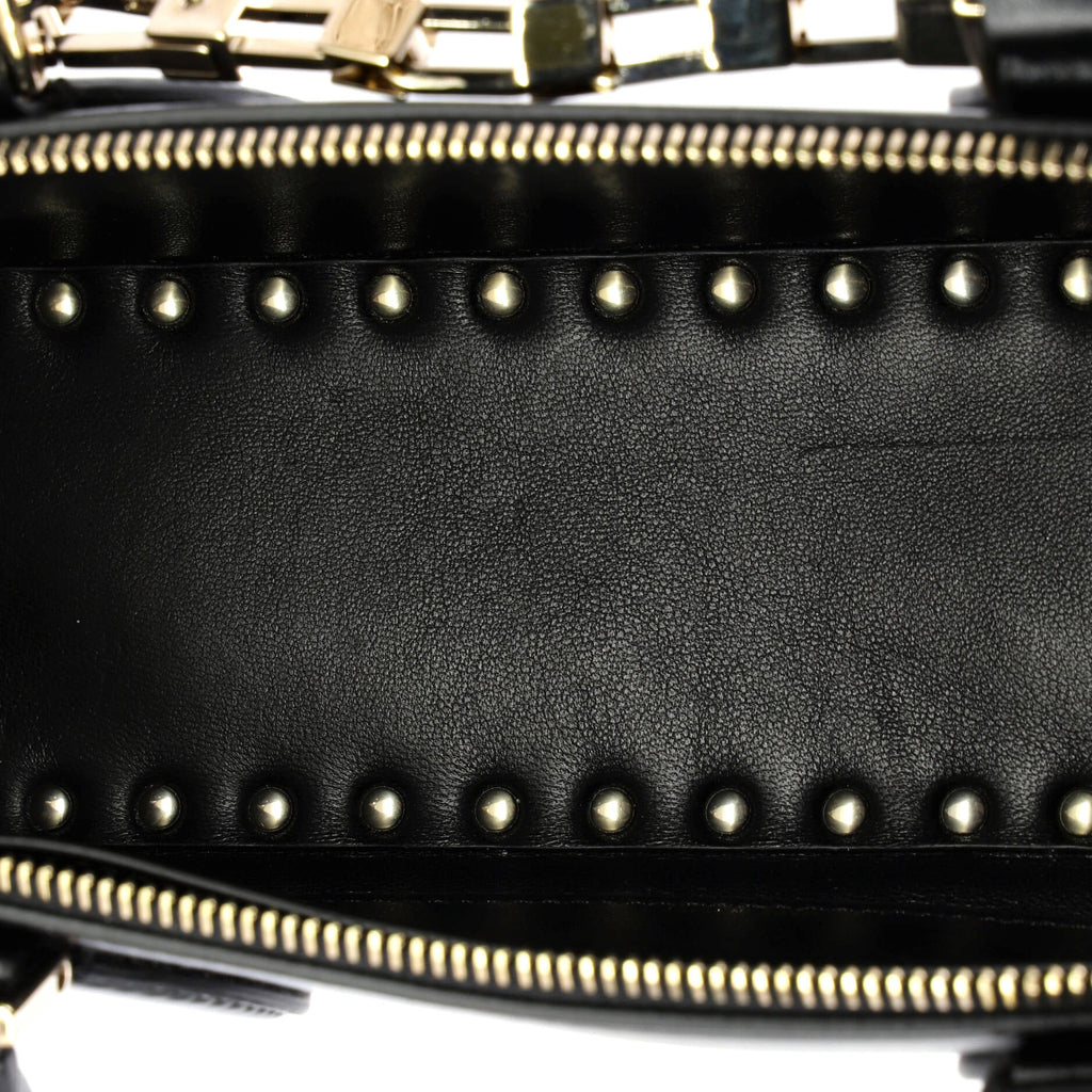 Rockstud Zip Up Top Handle Bag Leather East West