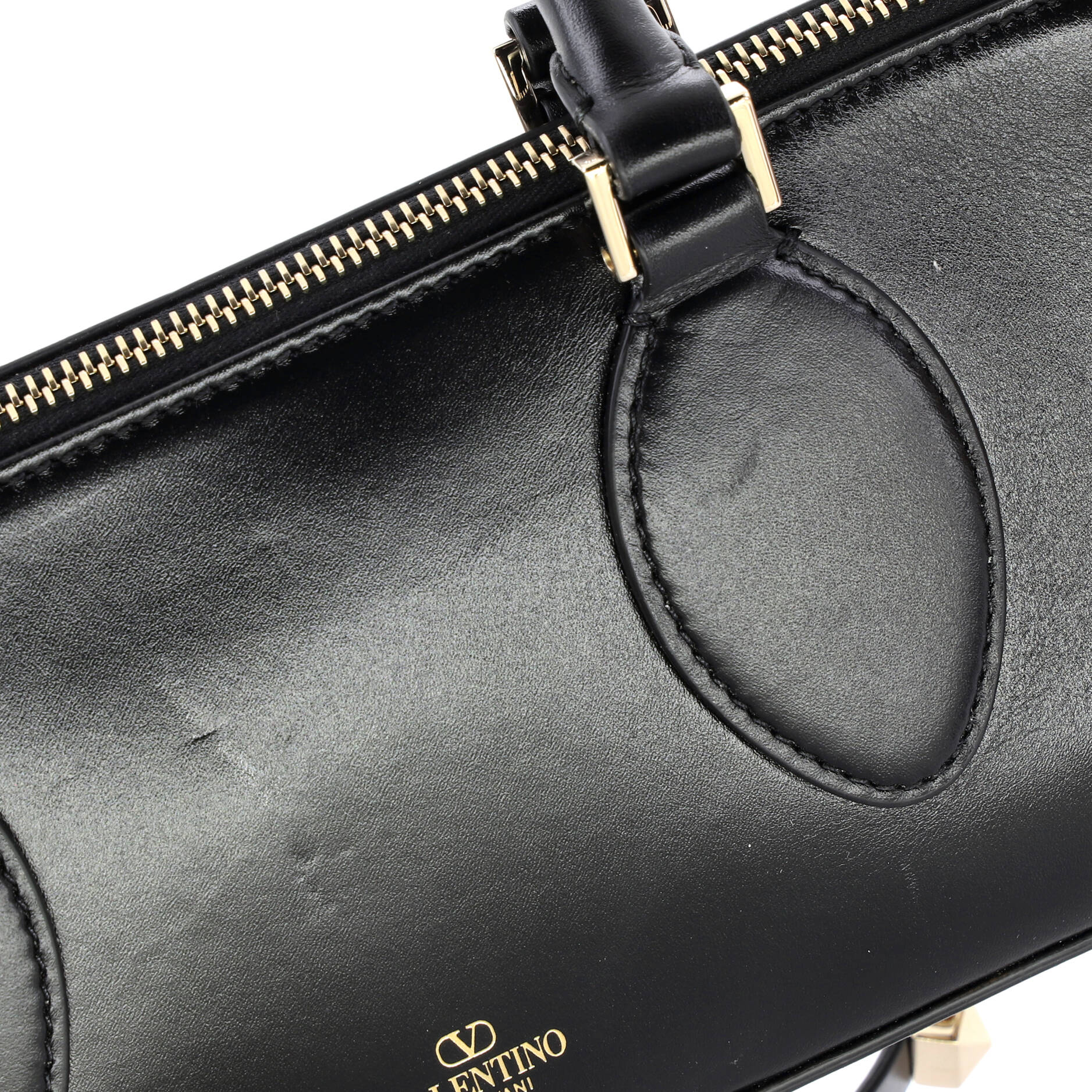 Rockstud Zip Up Top Handle Bag Leather East West