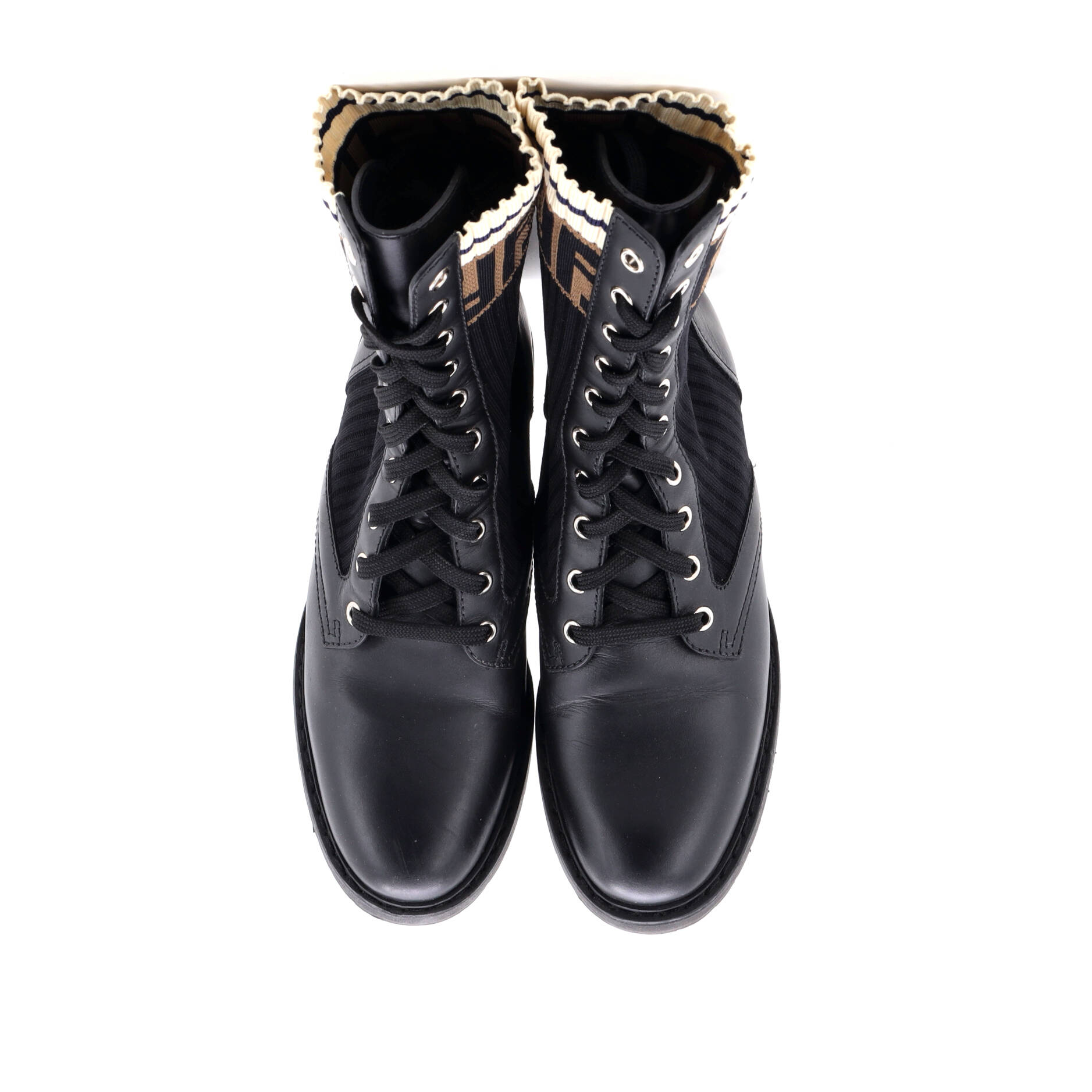 Women's Rockoko Combat Boots Leather with Knit Stretch Fabric and Zucca Trim