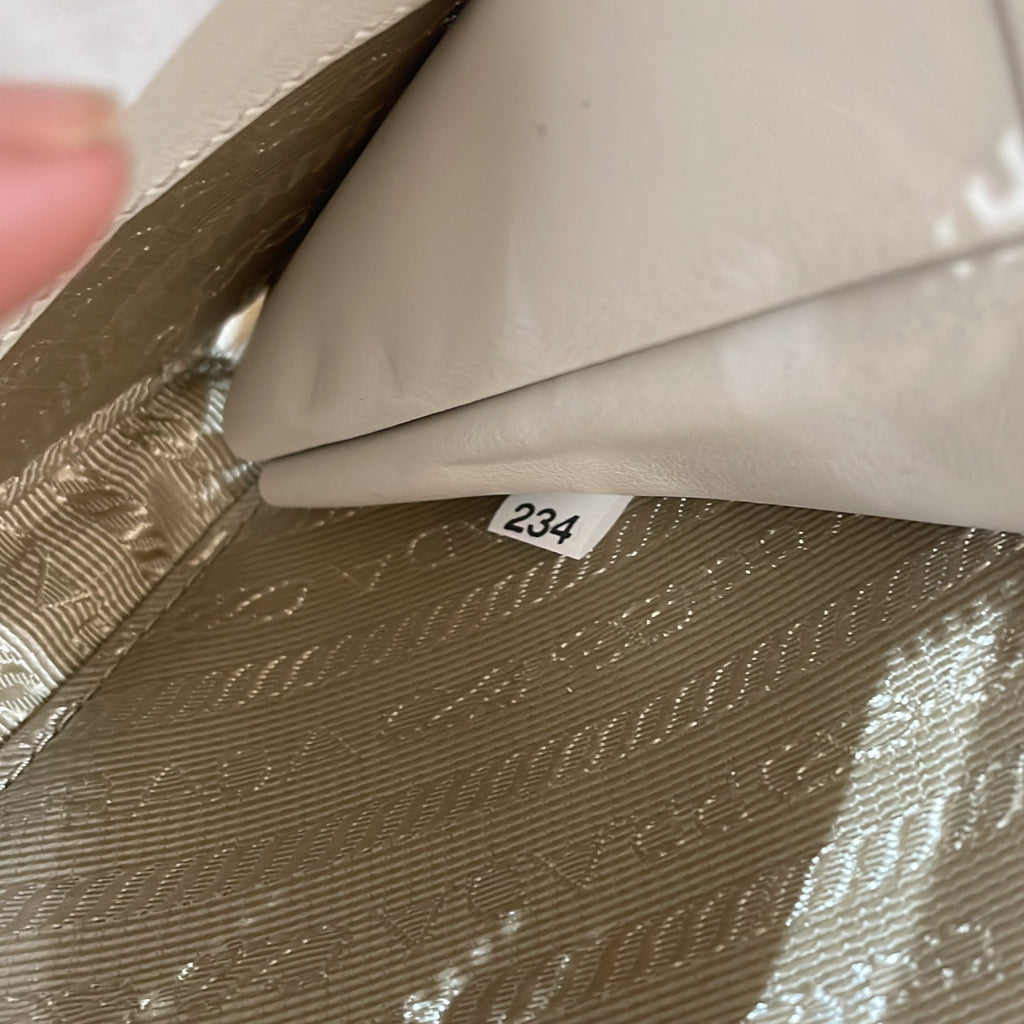 Triangle Double Zip Pouch Bag with Chain Saffiano Leather Mini