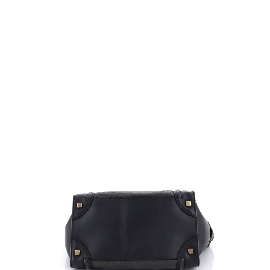 Bicolor Luggage Bag Crocodile Embossed Leather Mini