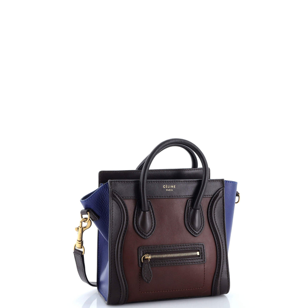 Tricolor Luggage Bag Leather Nano