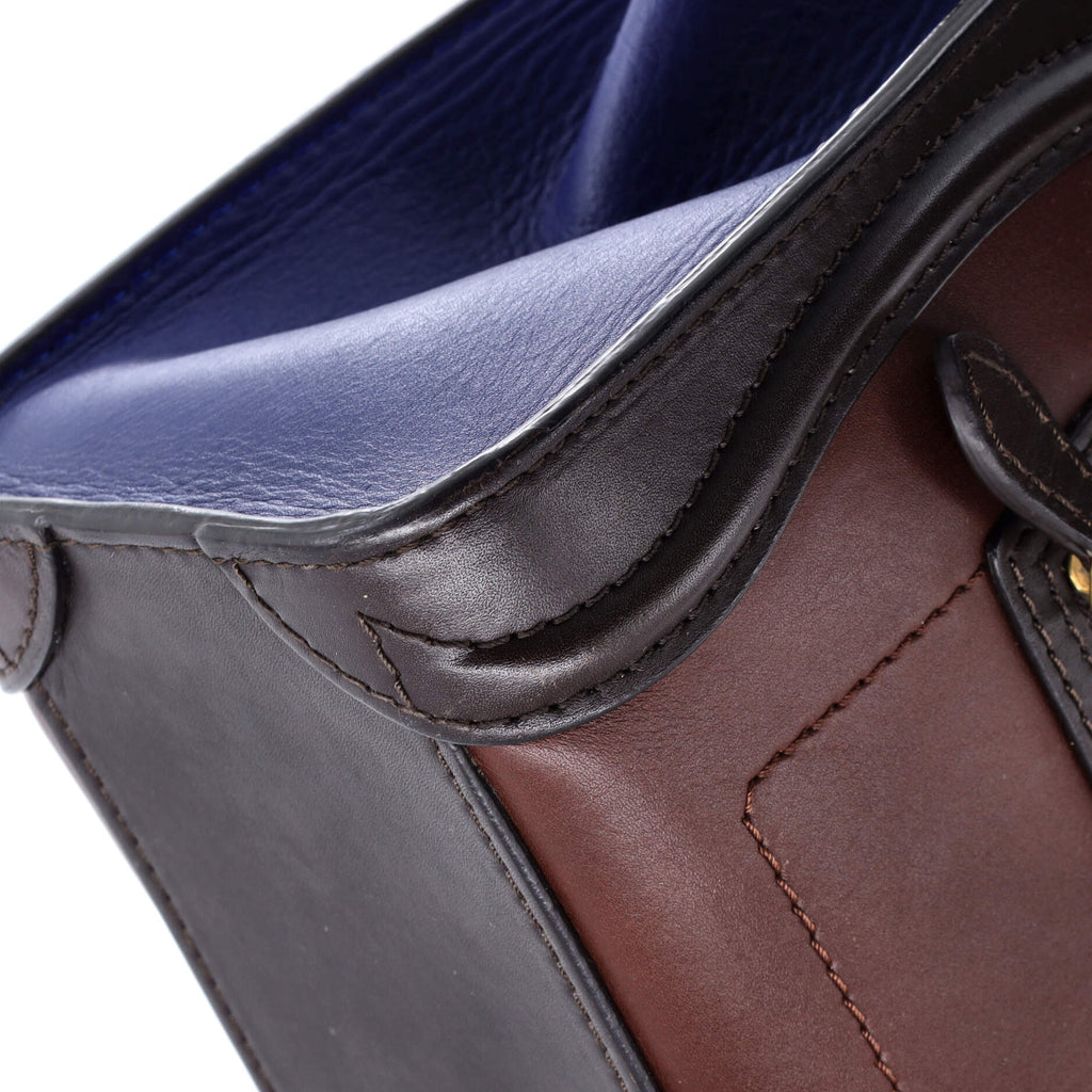 Tricolor Luggage Bag Leather Nano