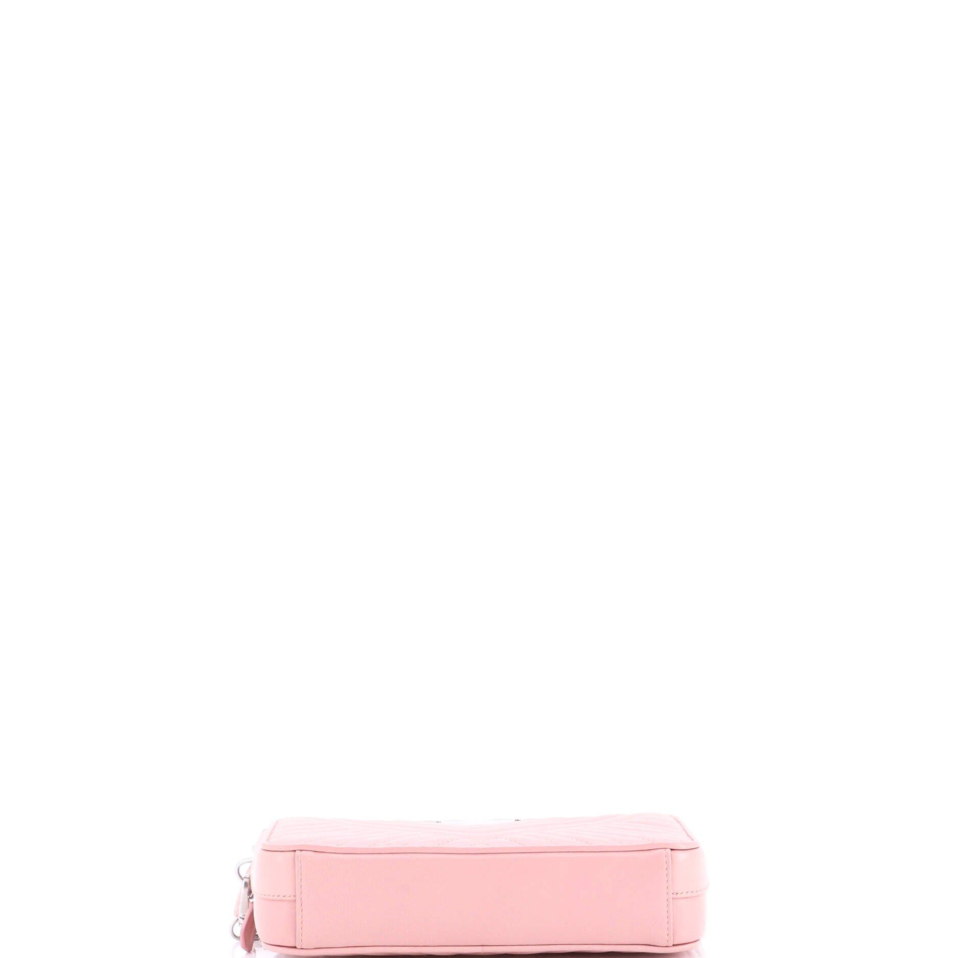 Double Zip Wallet on Chain Crossbody Chevron Leather Mini