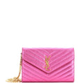 Classic Monogram Wallet on Chain Matelasse Chevron Metallic Leather Medium