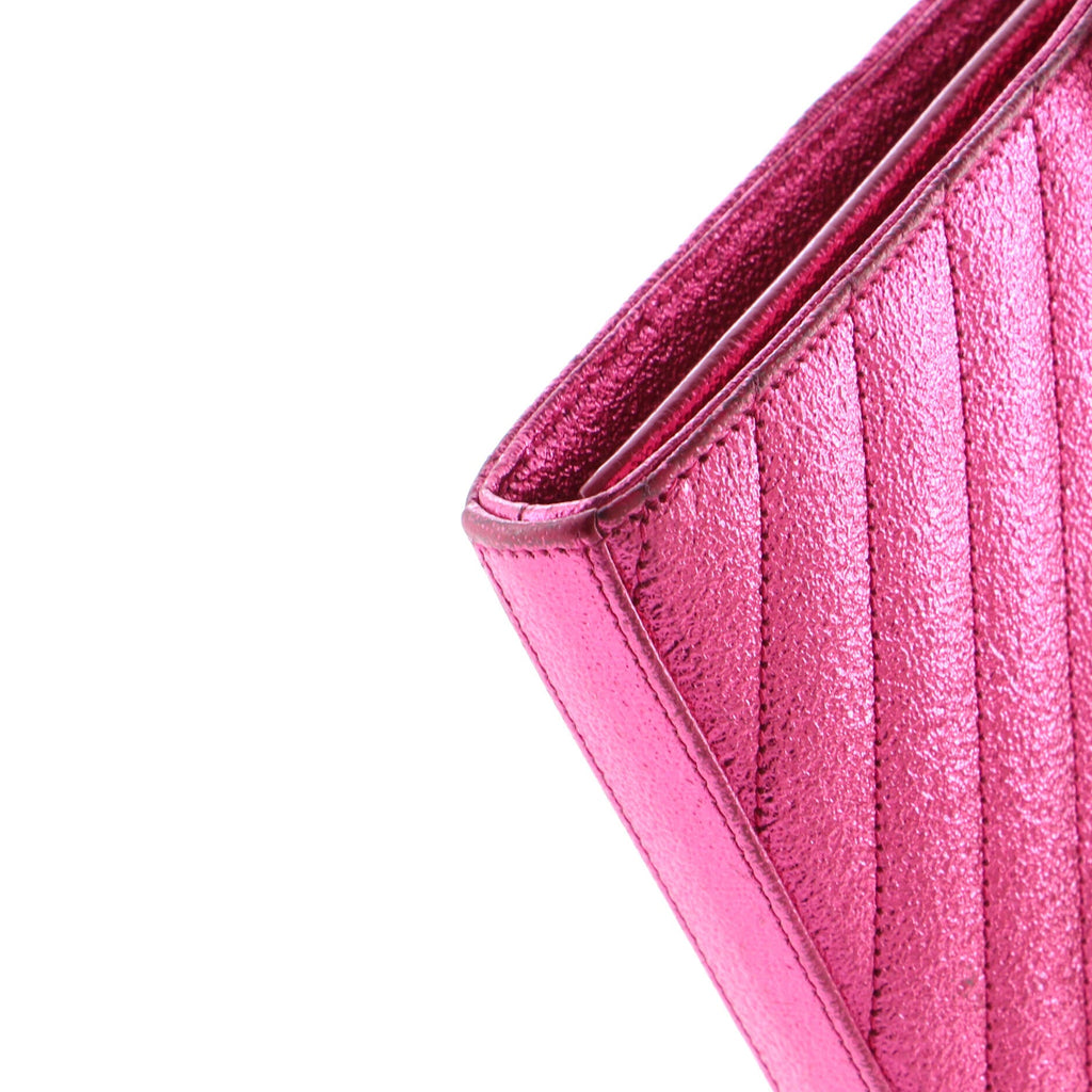 Classic Monogram Wallet on Chain Matelasse Chevron Metallic Leather Medium