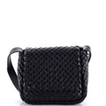 Cobble Flap Shoulder Bag Padded Intrecciato Leather Mini